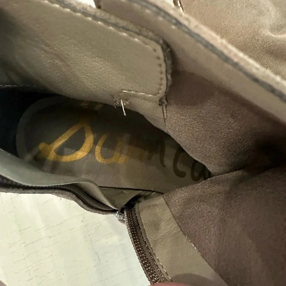 Sam Edelman Women’s ZipUp Pointed Toe Gray/Tan Leather Heeled Booties Sz 8M GUC - Picture 8 of 15